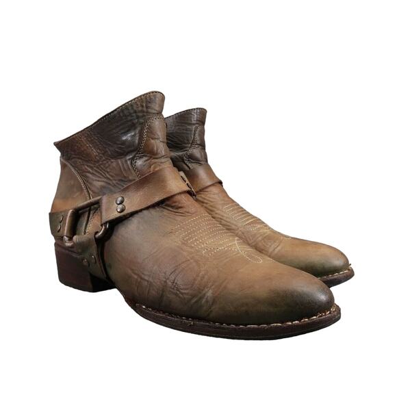 Freebird Boots Womens 10 Western Harness Zip Biker Distressed Leather FB-PLDIP